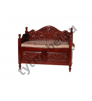 PSB 02 Скамья с ящиком (массив красного дерева) ANTIQUE (вишня)